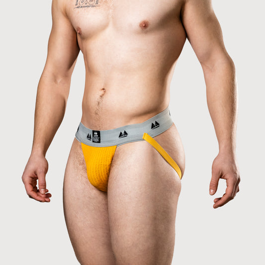MM Sports Original Edition Swimmer/Jogger Jockstrap 2 inch Multipack 1x Red + 1x Yellow + 1x Blue
