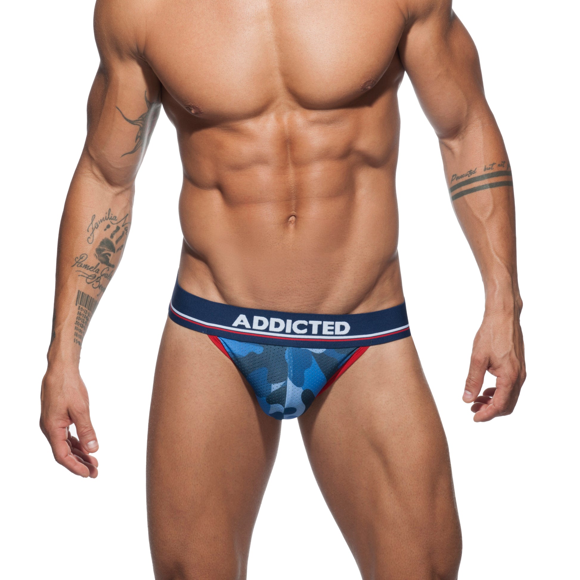 ADDICTED Camo Mesh Push Up Jockstrap Navy