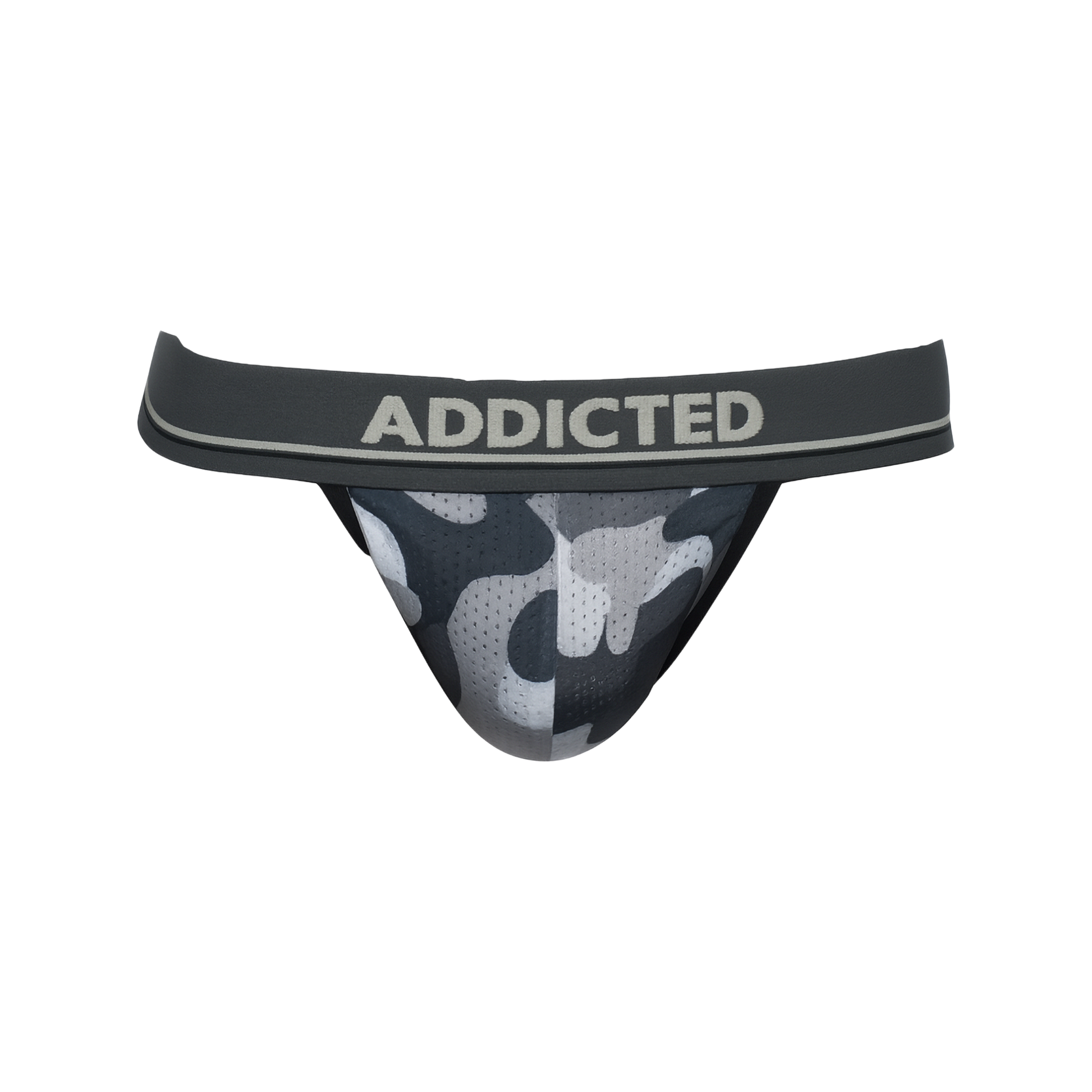ADDICTED Camo Mesh Push Up Thong Charcoal