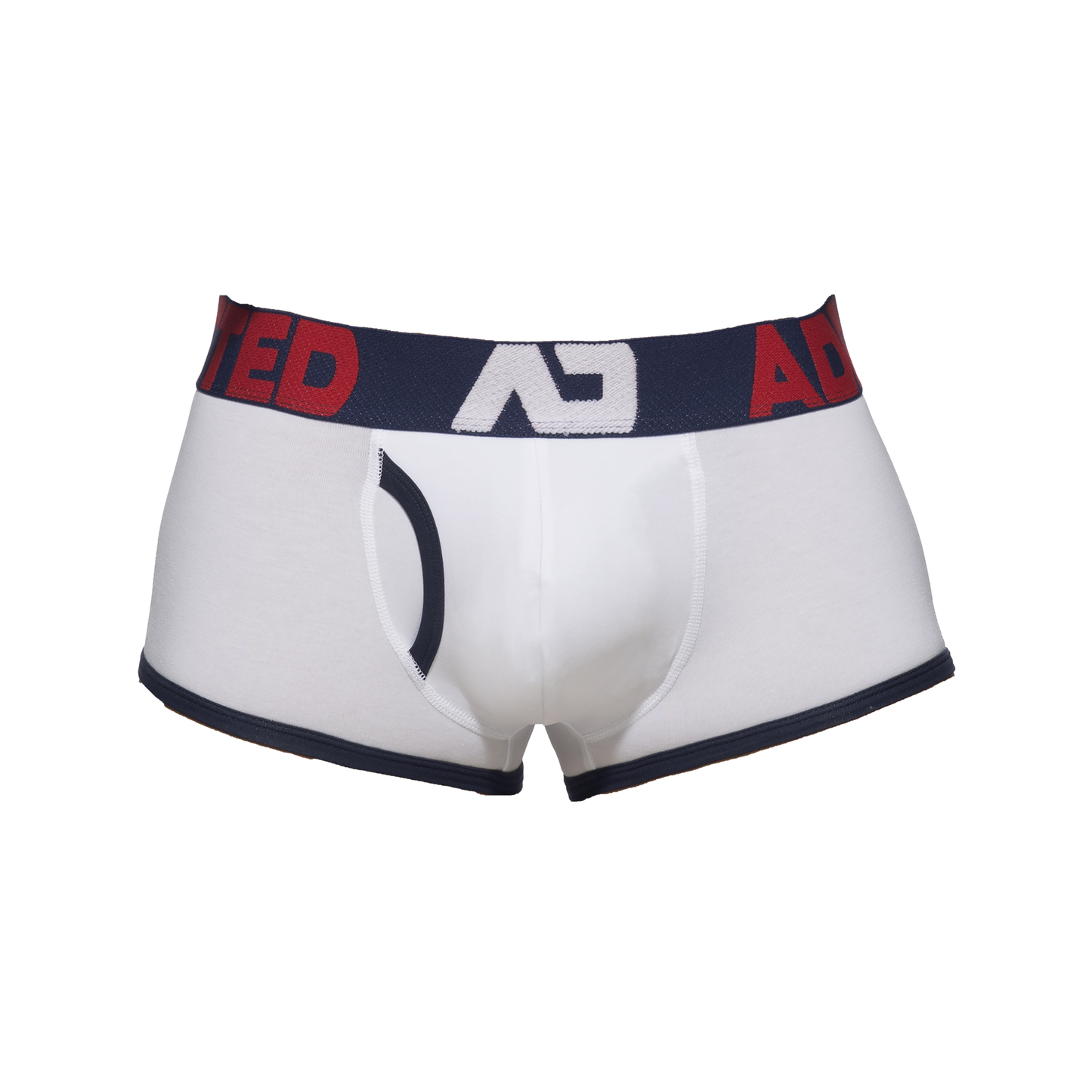 ADDICTED Open Fly Cotton Trunk White/Navy