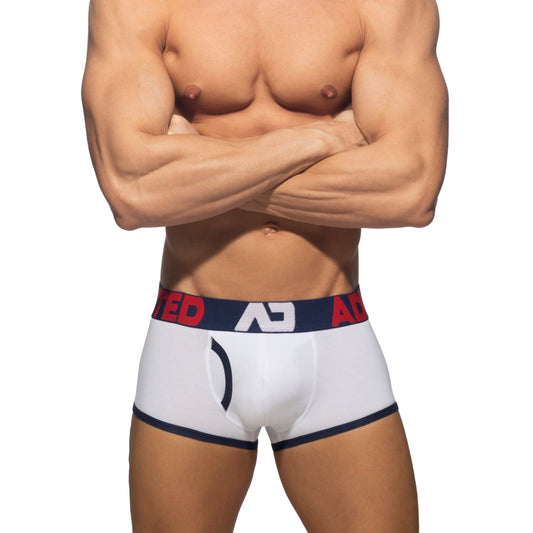 ADDICTED Open Fly Cotton Trunk White/Navy