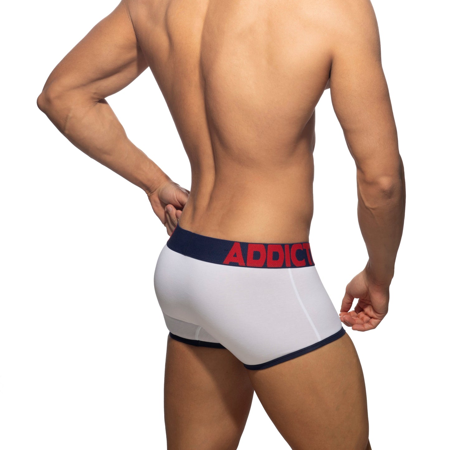 ADDICTED Open Fly Cotton Trunk White/Navy