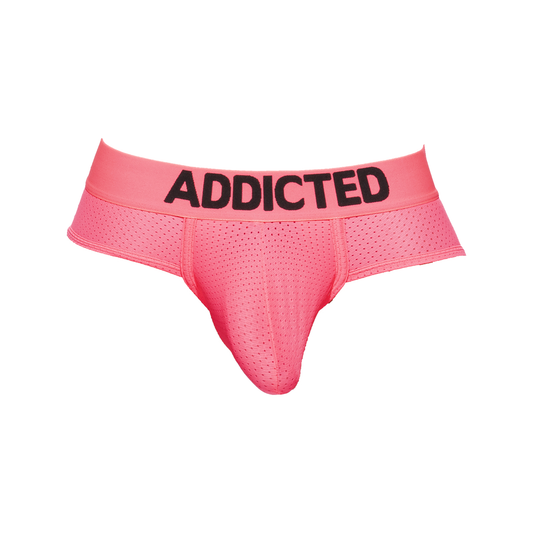 ADDICTED Ring Up Neon Mesh Brief Pink