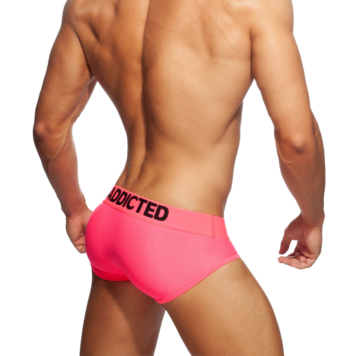 ADDICTED Ring Up Neon Mesh Brief Pink