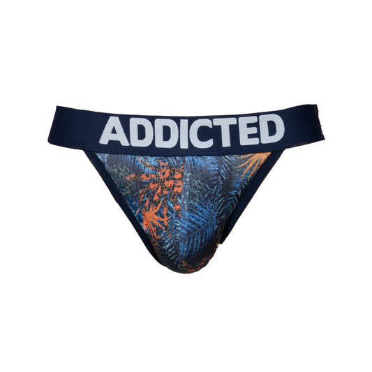 ADDICTED Tropical Mesh Push Up Jockstrap Navy