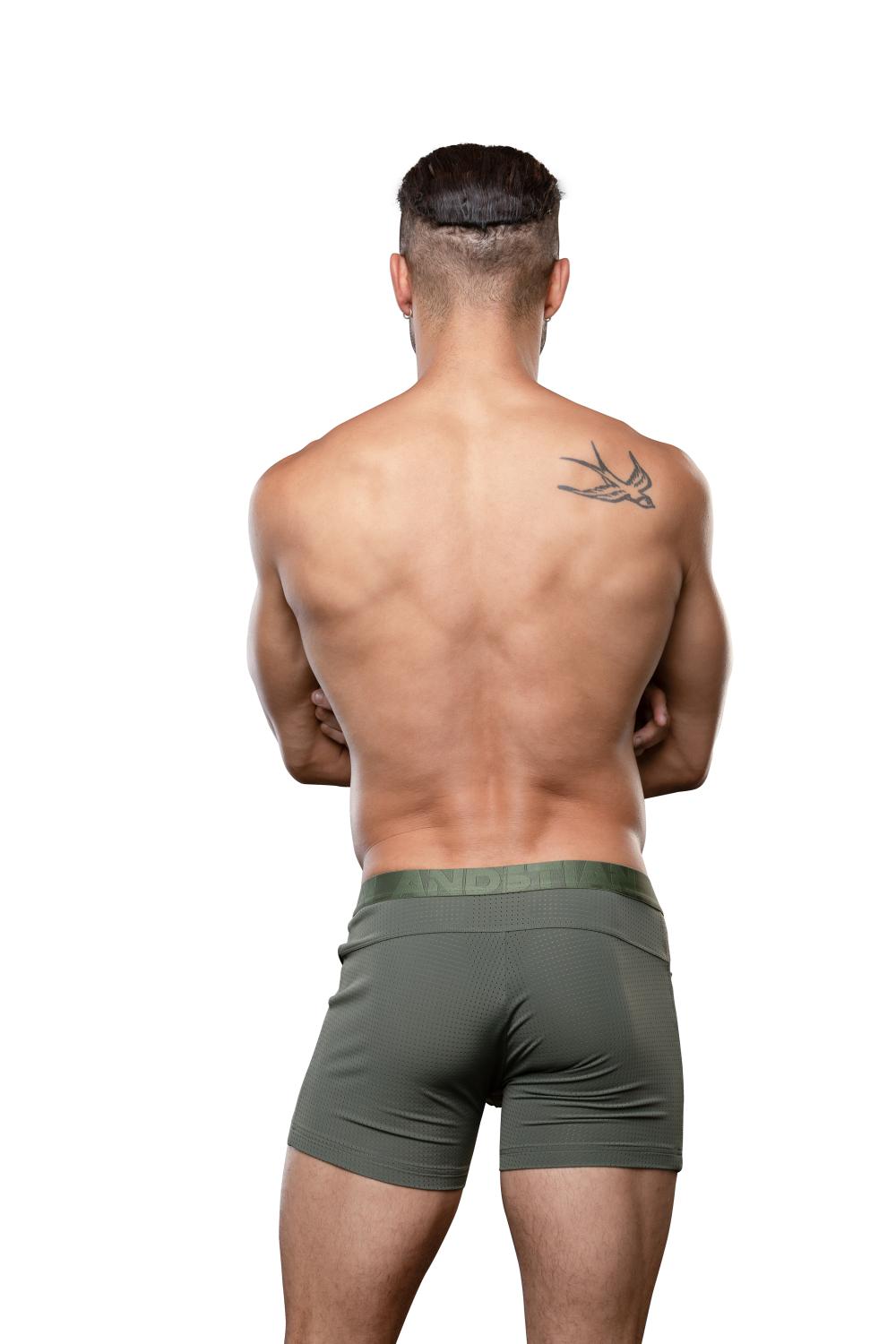 Andrew Christian Vibe Breeze Mesh Gym Boxer Olive