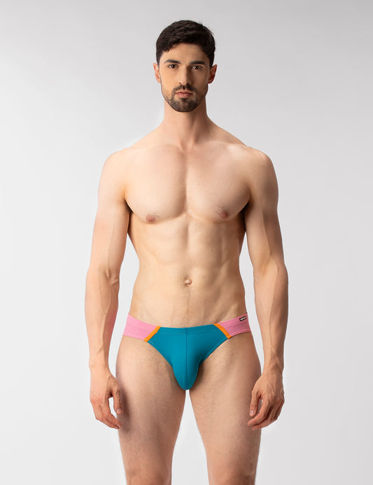 Barcode Berlin Avas Swim Brief Blue-Rose-Orange
