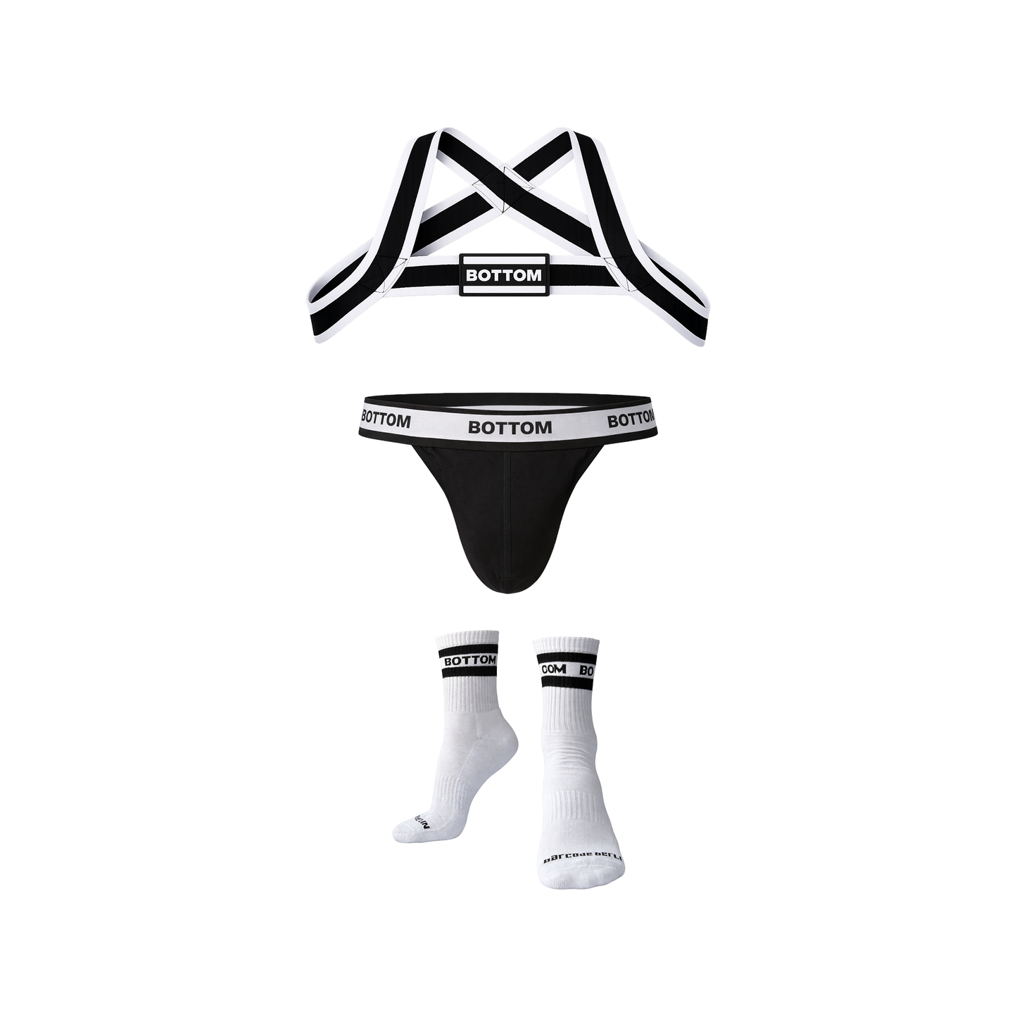 Barcode Berlin Multipack BOTTOM 1x Harness Black-White + 1x Suspender Black-White + 1x Half Socks