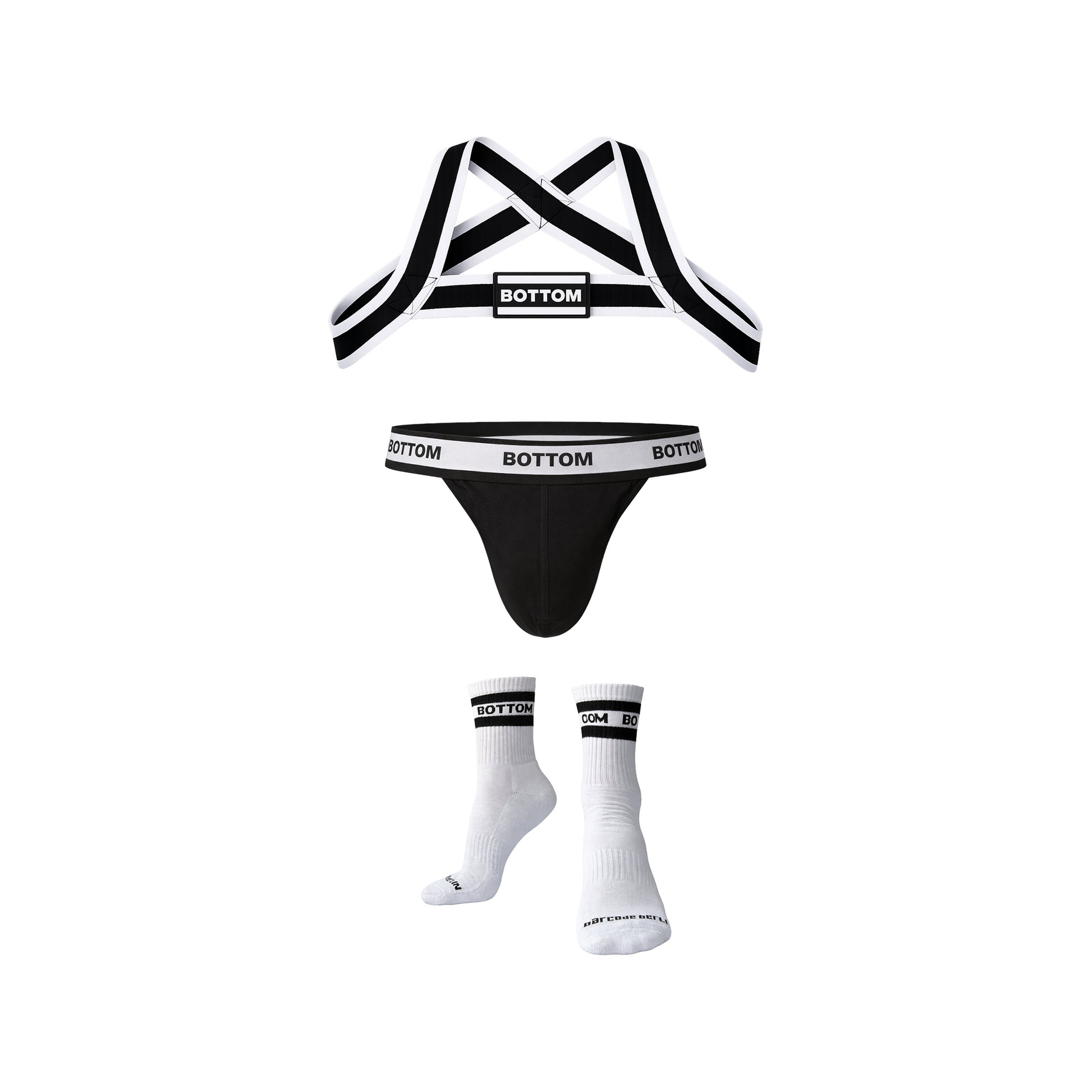Barcode Berlin Multipack BOTTOM 1x Harness Black-White + 1x Suspender Black-White + 1x Half Socks