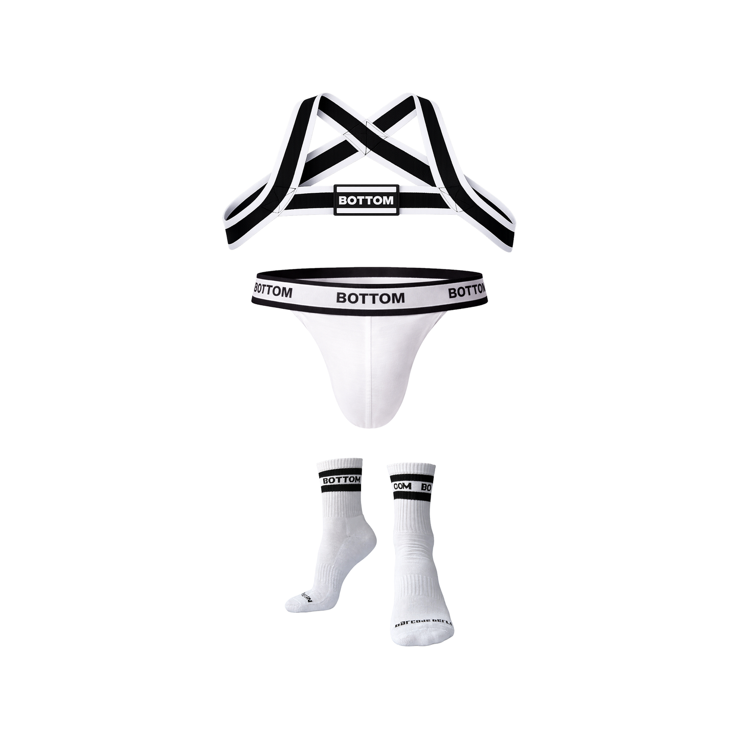 Barcode Berlin Multipack BOTTOM 1x Harness Black-White + 1x Suspender White-Black + 1x Half Socks