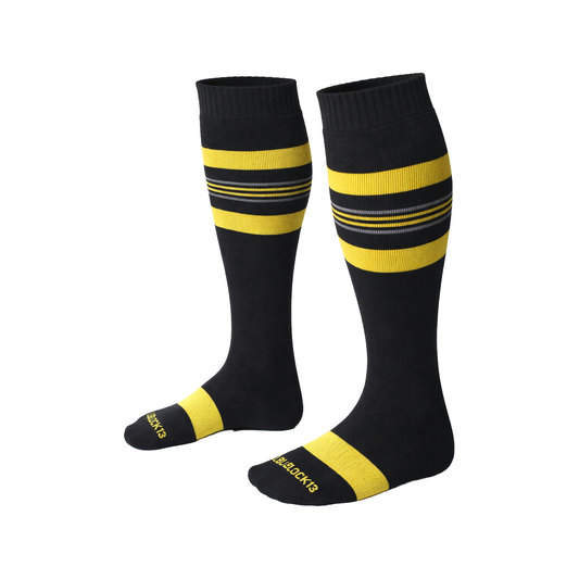 CELLBLOCK 13 Tight End Knee High Shadow Socks Black-Yellow