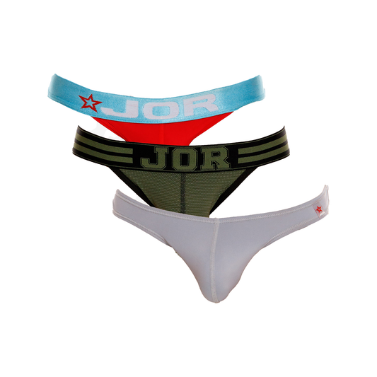 JOR Bikini-Thong Multipack 1x Thong Jor Red + 1x College Bikini Green + 1x Kioto Bikini Gray