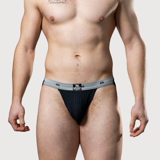 MM Sports The Original Swimmer/Jogger Jockstrap 1 inch Black