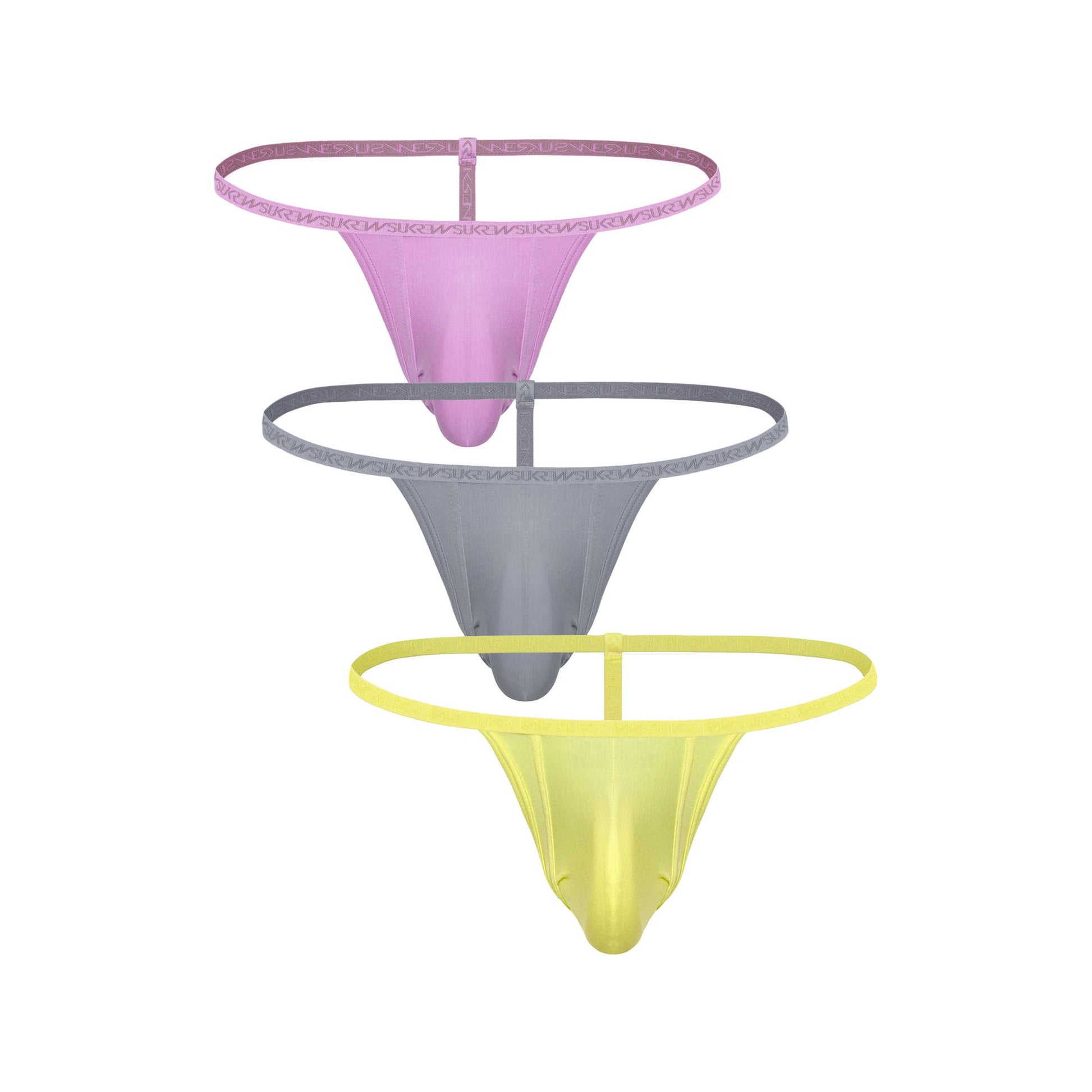 SUKREW G-String Multipack 1x Pale Magenta + 1x Studio Grey + 1x Blonde Yellow