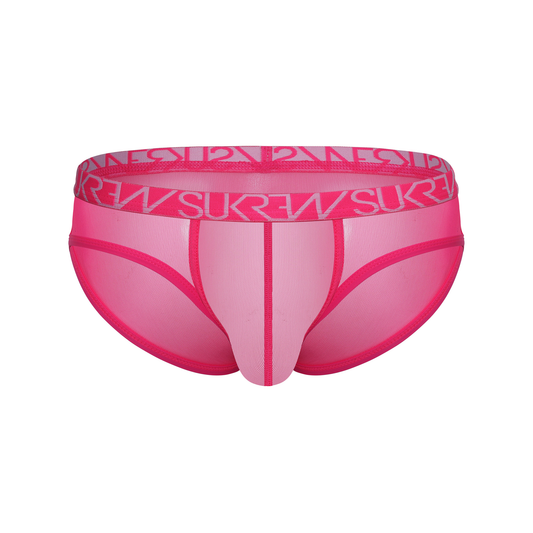SUKREW Sheer Low-rise Brief Electric Pink