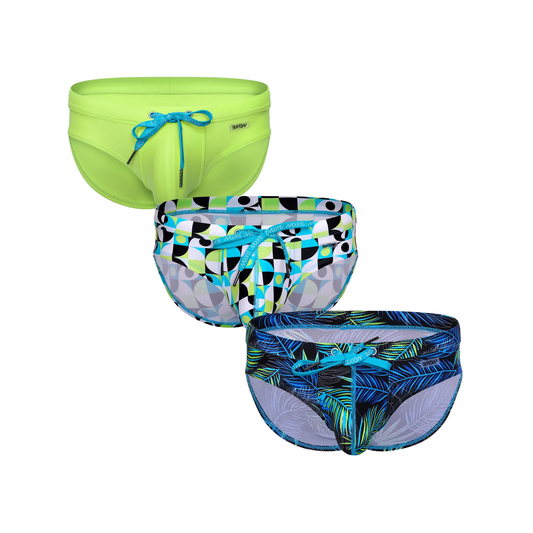 SUKREW Torrent Swim Brief Multipack 1x Lime + 1x Retro Lime + 1x Tropical Lime