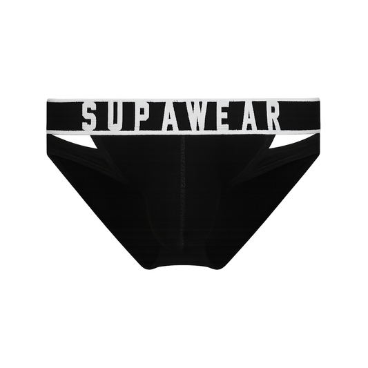 SUPAWEAR Ribbed Slashed Brief Black