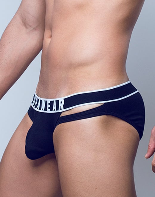 SUPAWEAR Ribbed Slashed Brief Black