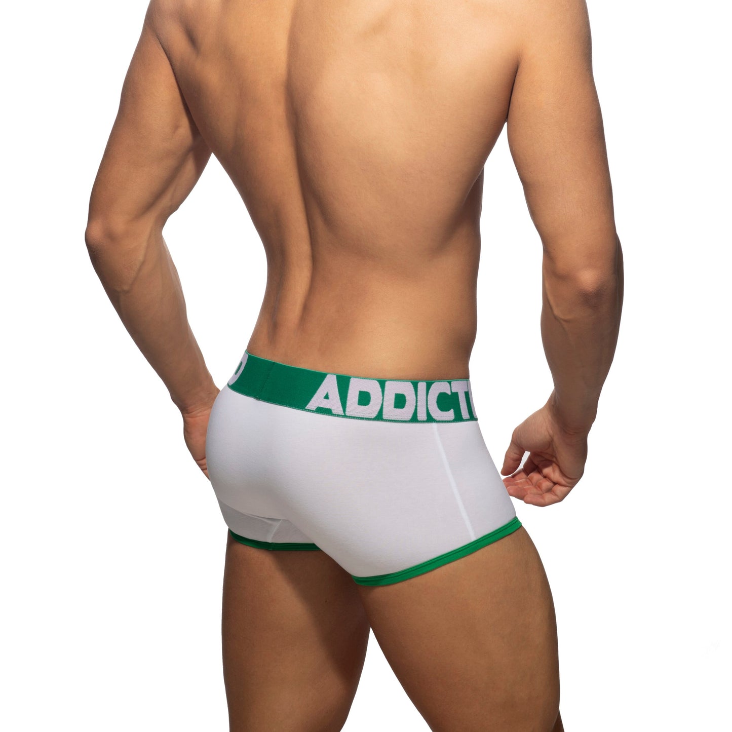 ADDICTED Open Fly Cotton Trunk White/Green