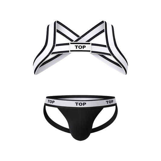 Barcode Berlin TOP Multipack 1x Jockstrap Black + 1x Harness White-Black